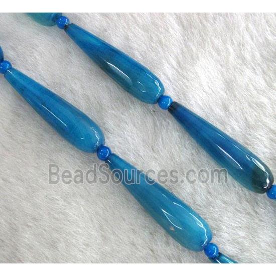 blue agate bead, faceted teardrop