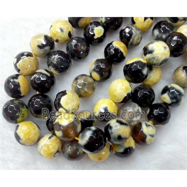 faceted round Dichromatic Agate Beads, orange