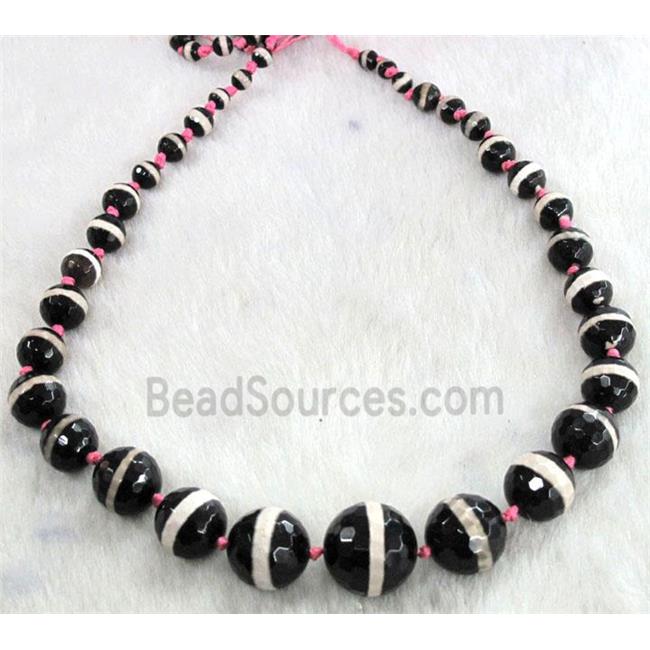 tibetan style agate bead for necklace, faceted round