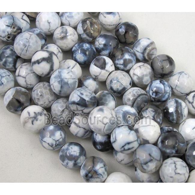 fire Agate beads, faceted round, white