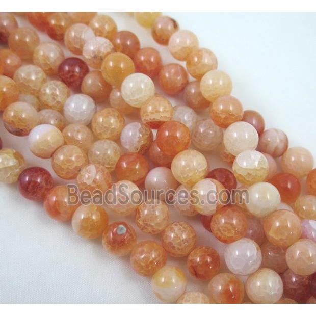 fire agate beads, round, orange