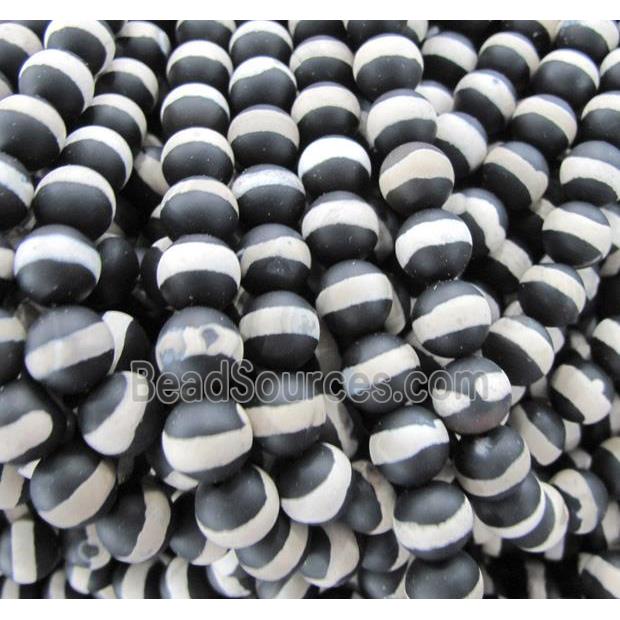 tibetan style black matte Agate Beads, round