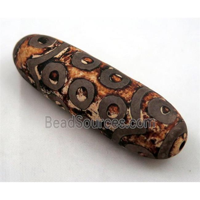 natural tibetan Dzi beads, barrel, brown