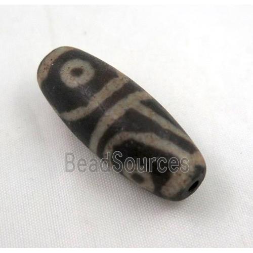 natural tibetan Dzi beads, barrel, black