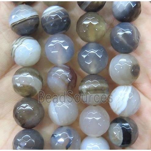 botswana agate beads, faceted round, grey dye