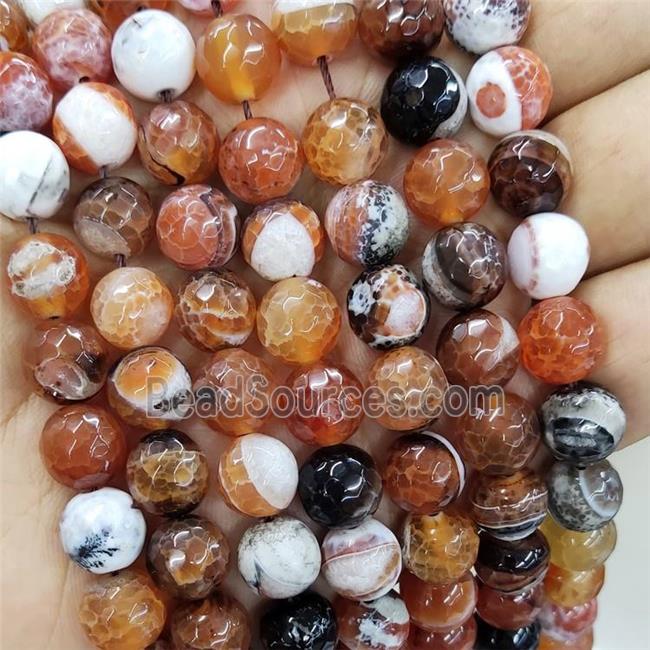 red Fire fancy Agate beads, faceted round