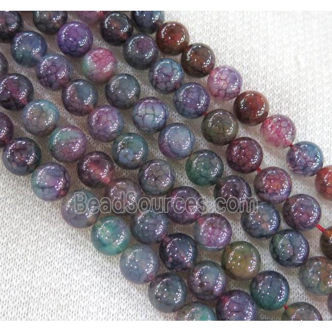 dragon veins agate bead, round, mixed color