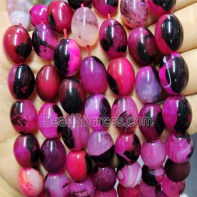 agate beads, barrel, hotpink