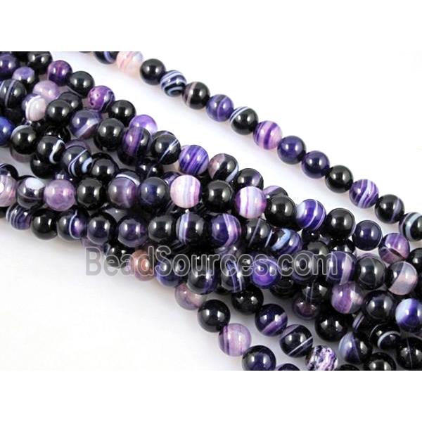 round purple Stripe Agate Beads