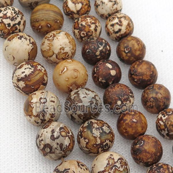 Round Agate Beads Smooth Woodskin Dye