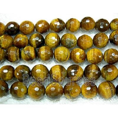 Natural Tiger Eye Stone Beads Faceted Round A-Grade