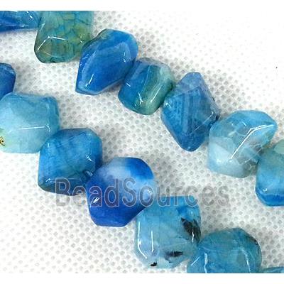 Agate stone beads, freeform, blue