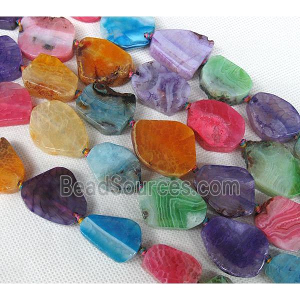 Agate Slice beads, flat freeform, mixed color