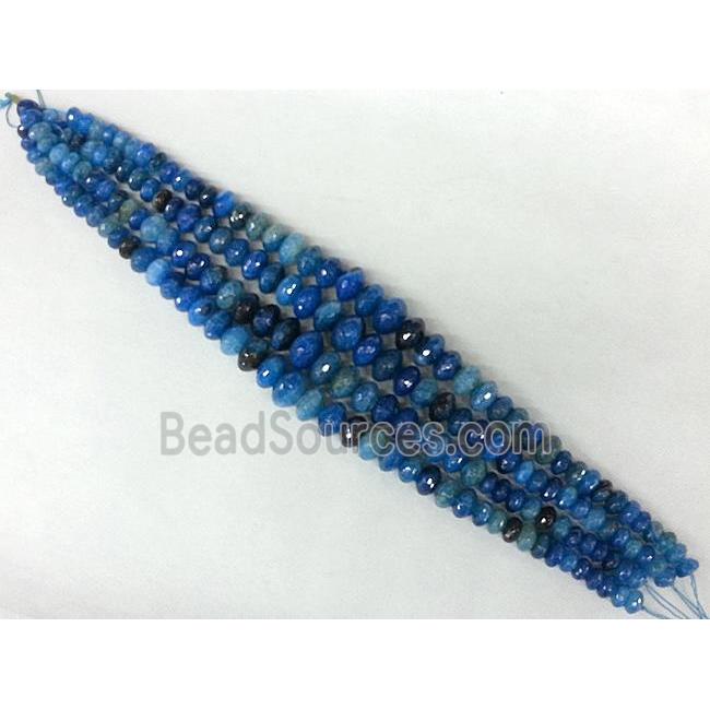 blue Agate rondelle beads Necklace Chain