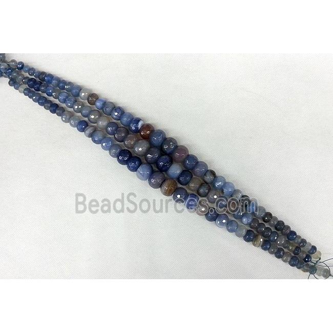 blue Agate rondelle beads Necklace Chain