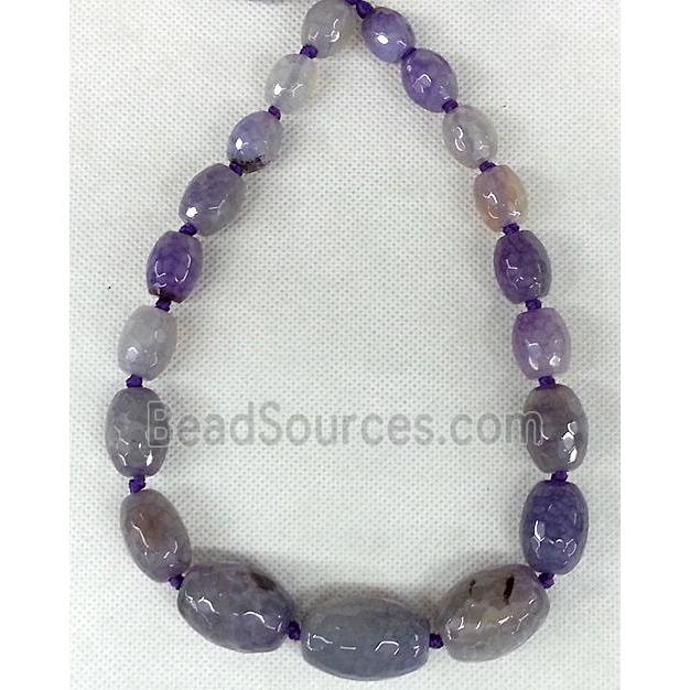 purple Agate barrel beads Necklace Chain