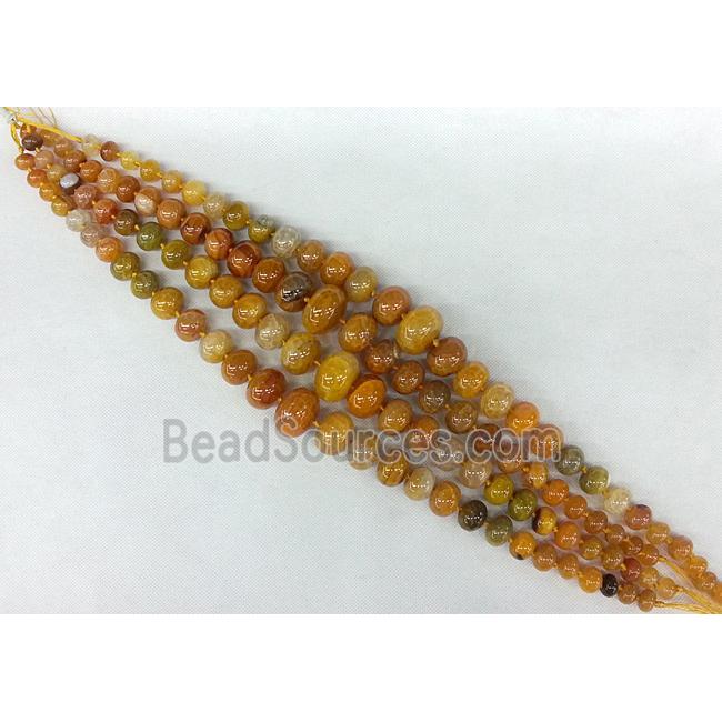 orange Agate graduated beads, rondelle, dye