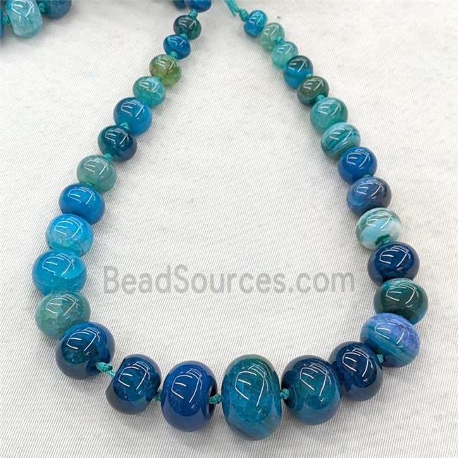 blue Agate graduated beads, rondelle, dye