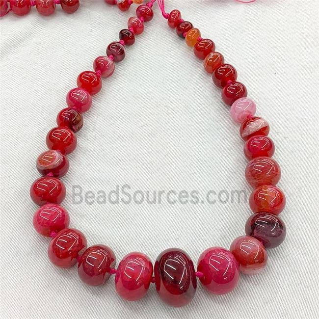 red Agate graduated beads, rondelle, dye