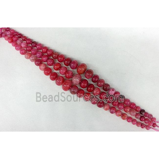 red Agate graduated beads, rondelle, dye