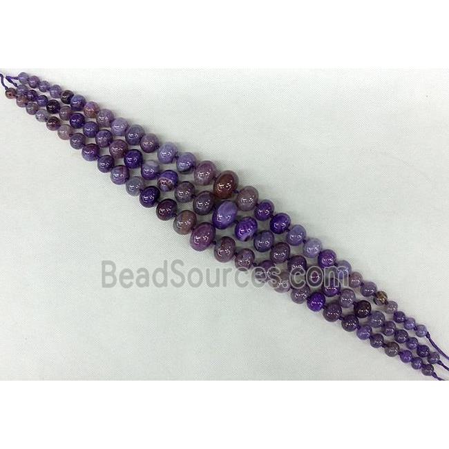 purple Agate graduated beads, rondelle, dye