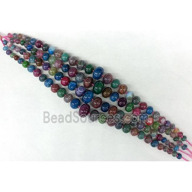 Agate graduated beads, rondelle, dye, multicolor