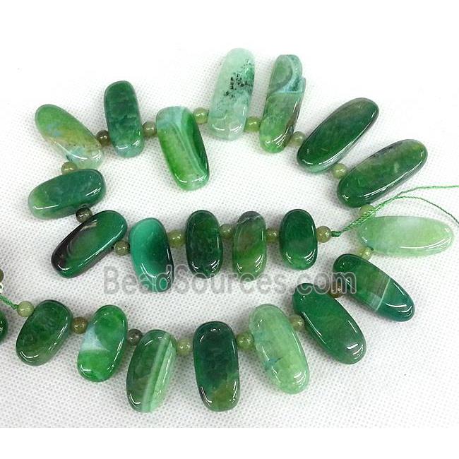 green Agate stick beads Necklace Chain