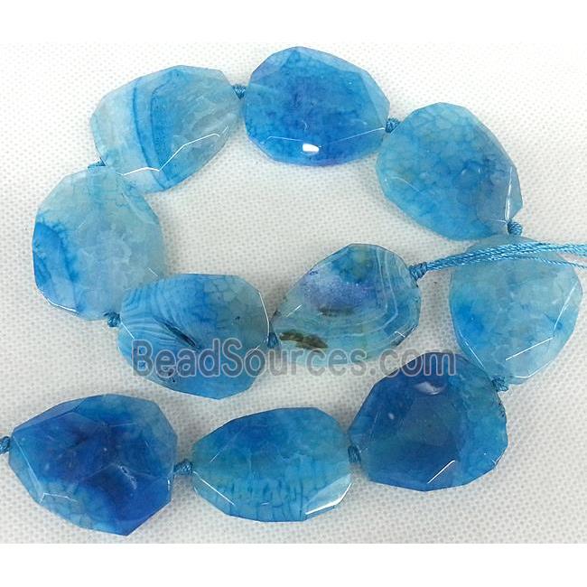 Agate Slice beads, freeform, blue