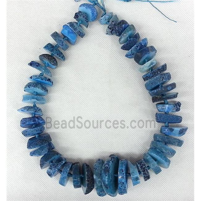 blue Rock Agate beads necklace chain, heishi