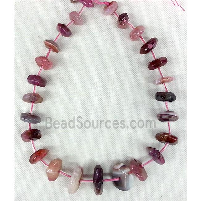 Agate beads chain necklace, heishi, pink