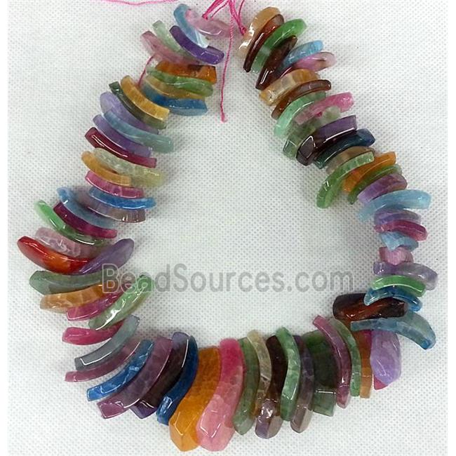 Agate Slice necklace chain, chips, mixed color