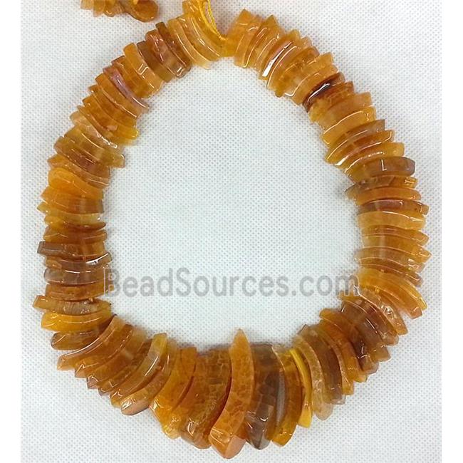 orange Agate Slice beads chain necklace, chips