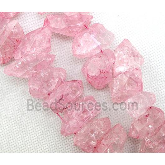 pink Crystal Quartz chip beads, dye