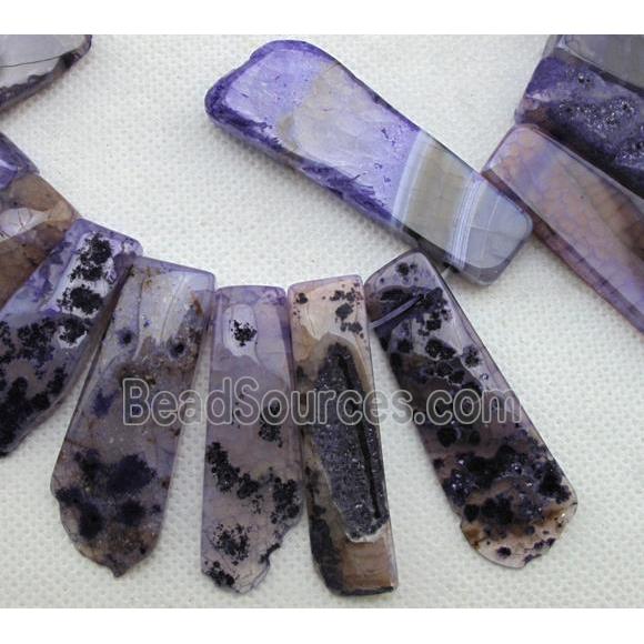 Natural rock agate beads, freeform, purple