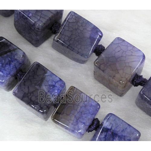 Agate Druzy beads, cube, purple