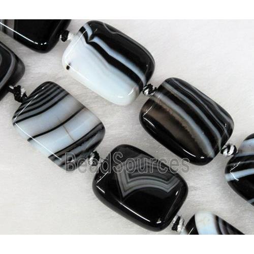 white black stripe agate stone beads, rectangle