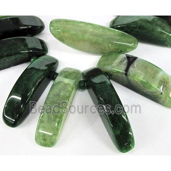 green agate stick beads