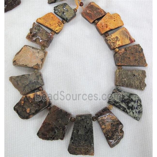 orange Rock Agate stone beads, trapeziform