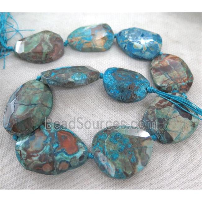 blue ocean jasper beads, slice, faceted freeform