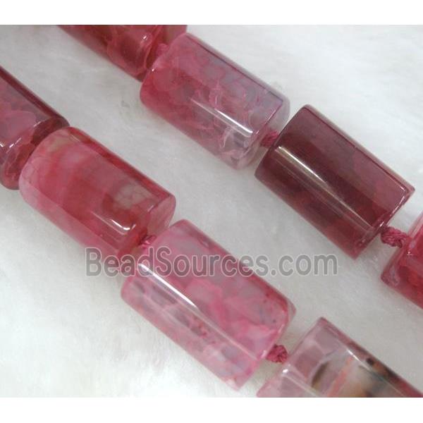 agate stone bead, tube, pink