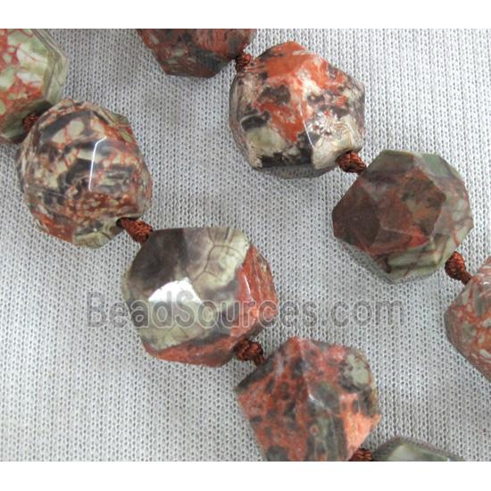 ocean jasper bead ball, faceted round, coffee