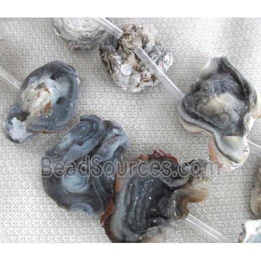 natural agate beads with druzy, freeform