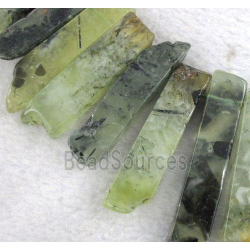 green prehnite beads collar, stick, top drilled