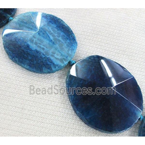 blue agate slice beads, point, flat-round