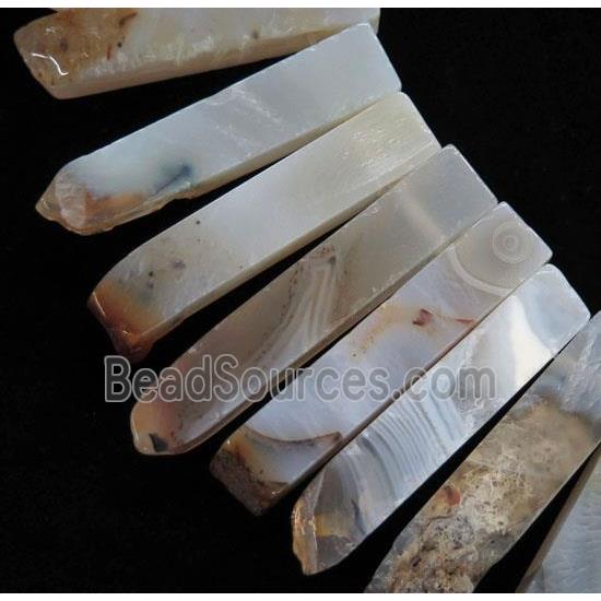 Chinese Heihua Agate collar beads, freeform, stick