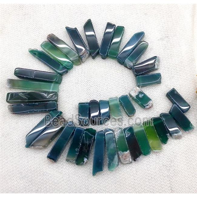 green agate stick bead collar, top drilled