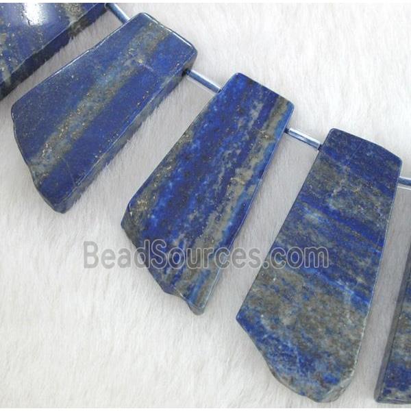 lapis lazuli collar bead, freeform, blue, top dilled