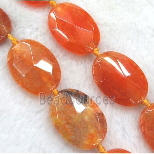 agate bead, faceted oval, orange