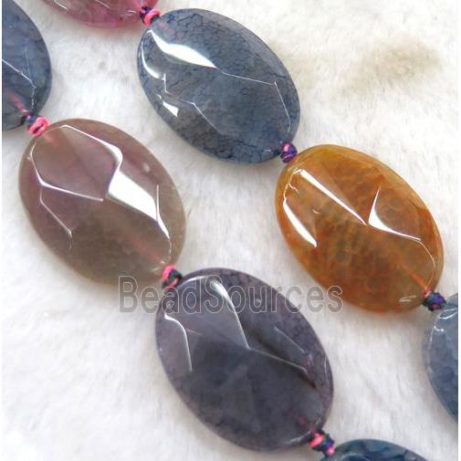 agate beads, faceted oval, mixed color