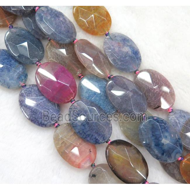 agate beads, faceted oval, mixed color